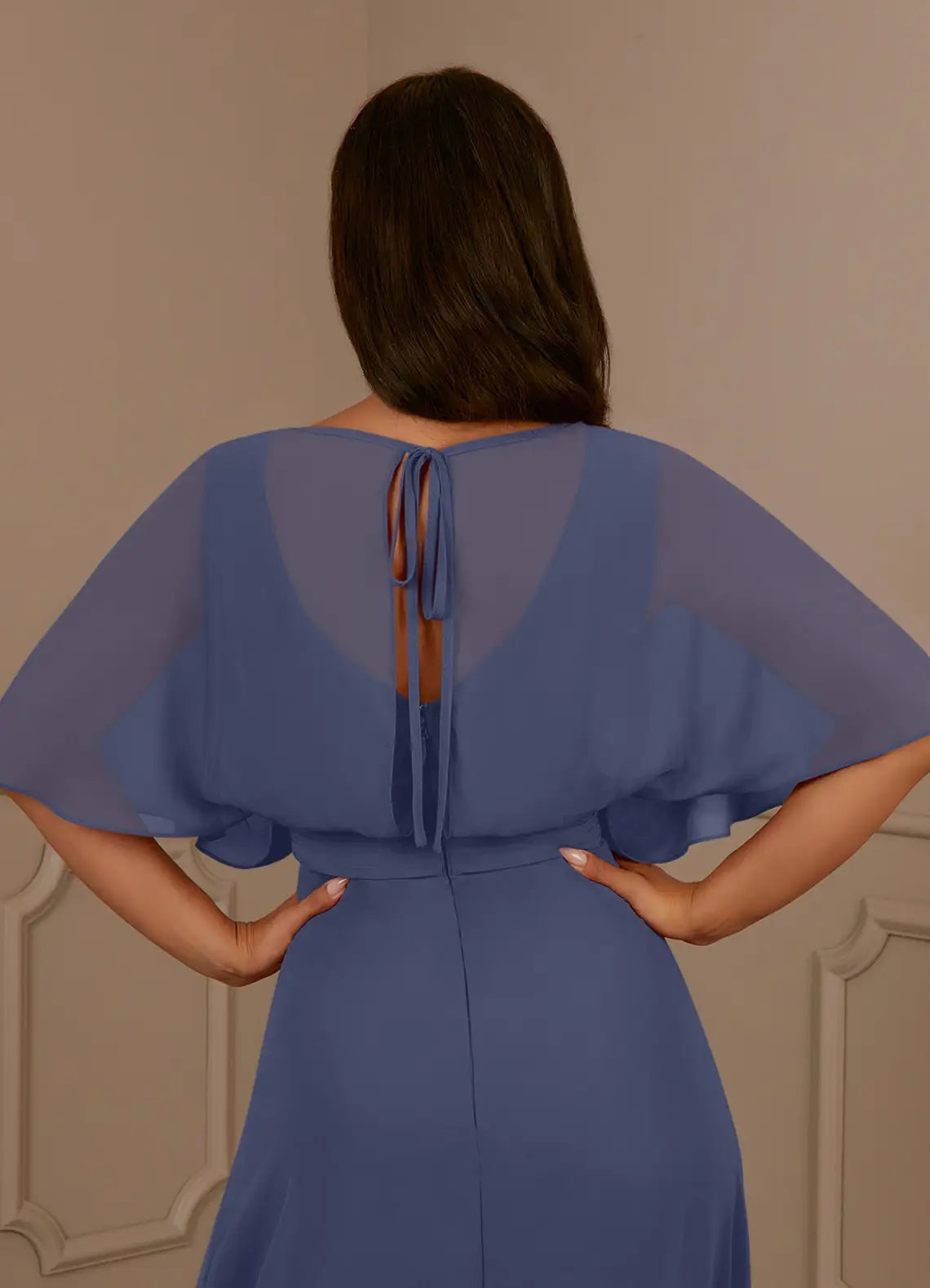 A-Line V-Neck Pleated Chiffon Stormy Mother of the Bride Dresses