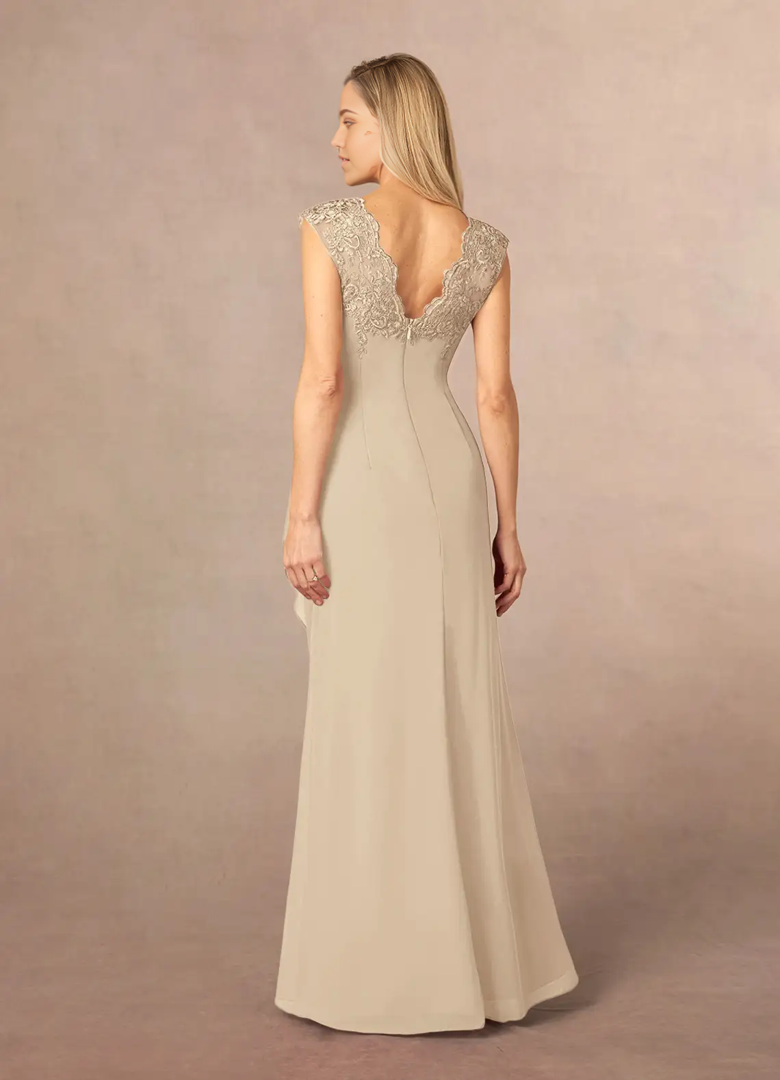 A-Line Lace Appliques Chiffon Champagne formal dresses evening dress Mother of the Bride Dresses