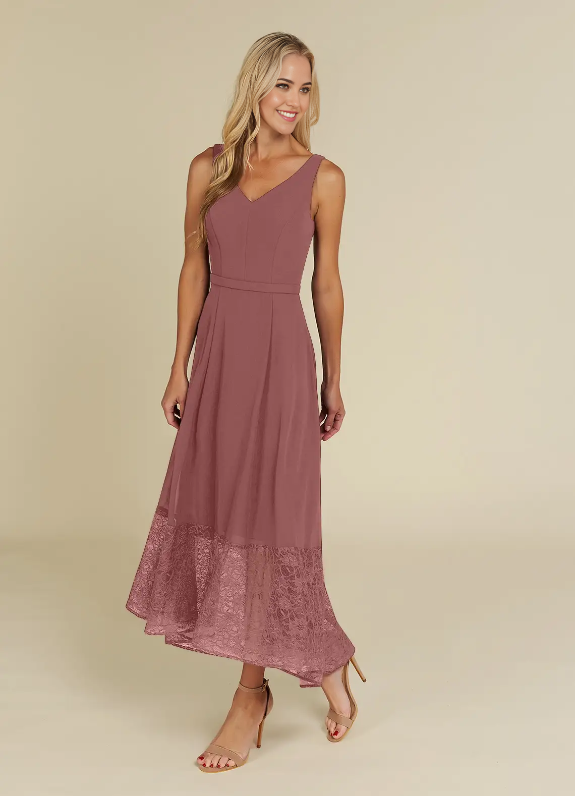 A-Line V-Neck Lace Chiffon Desert Rose formal dresses evening dress Mother of the Bride Dresses