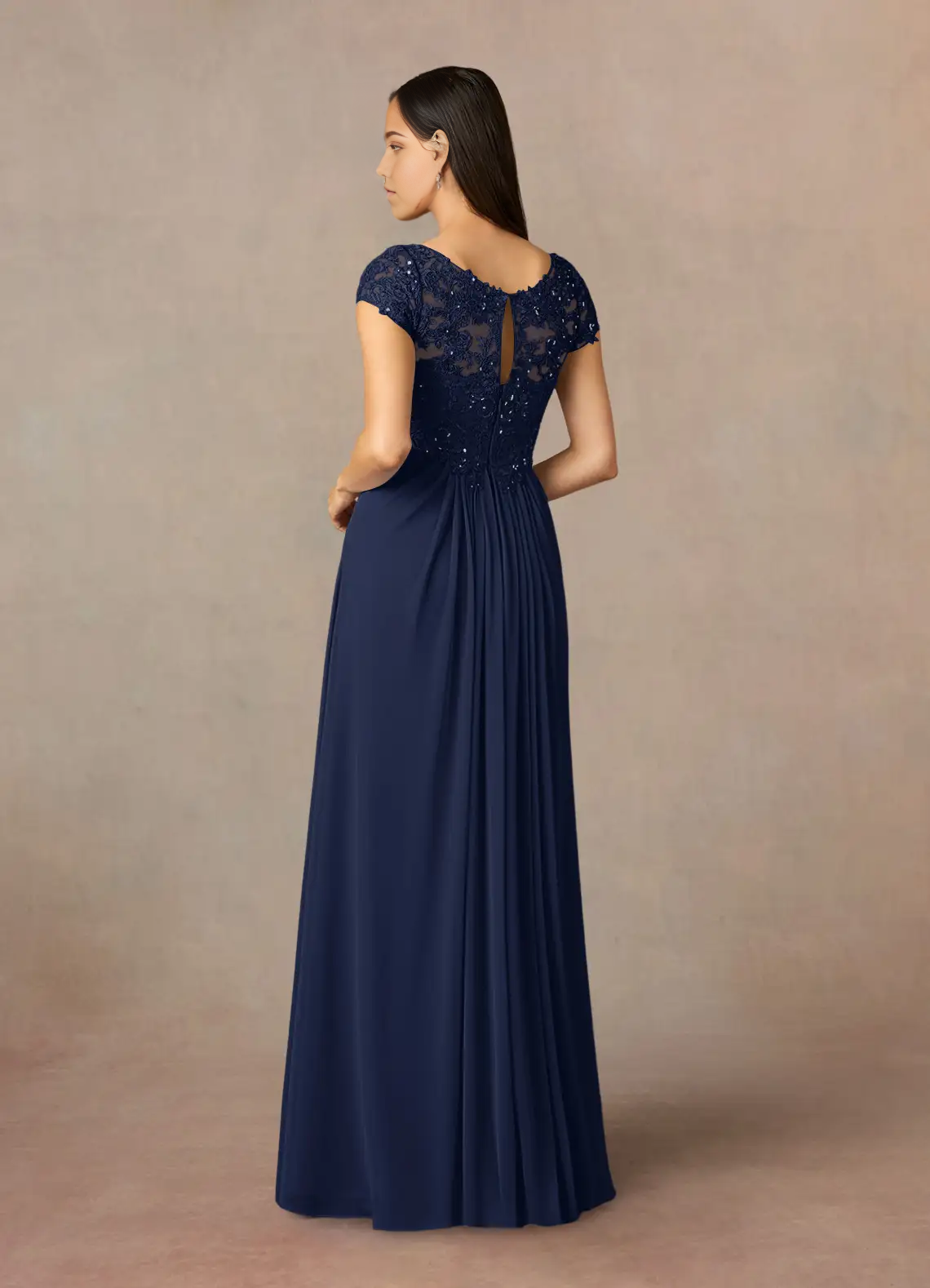 A-Line V-Neck Sequin Lace Lace Dark Navy formal dresses evening dress Mother of the Bride Dresses