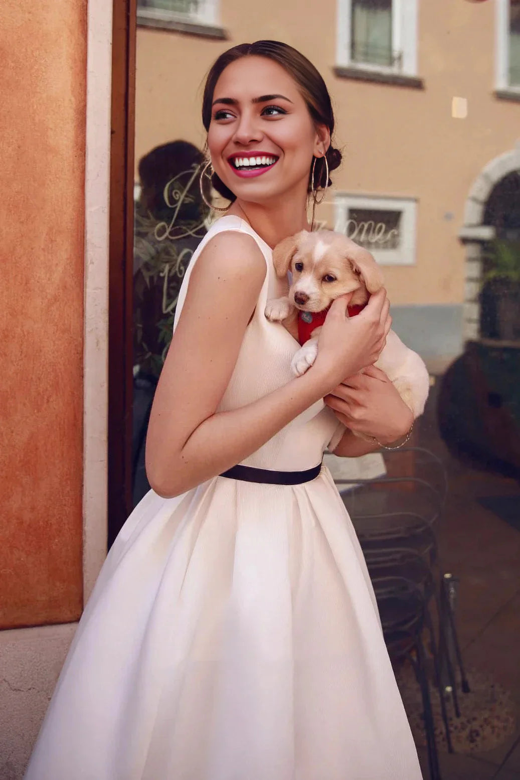 A-line Vintage Tea-length Sleeveless Satin Wedding Dress