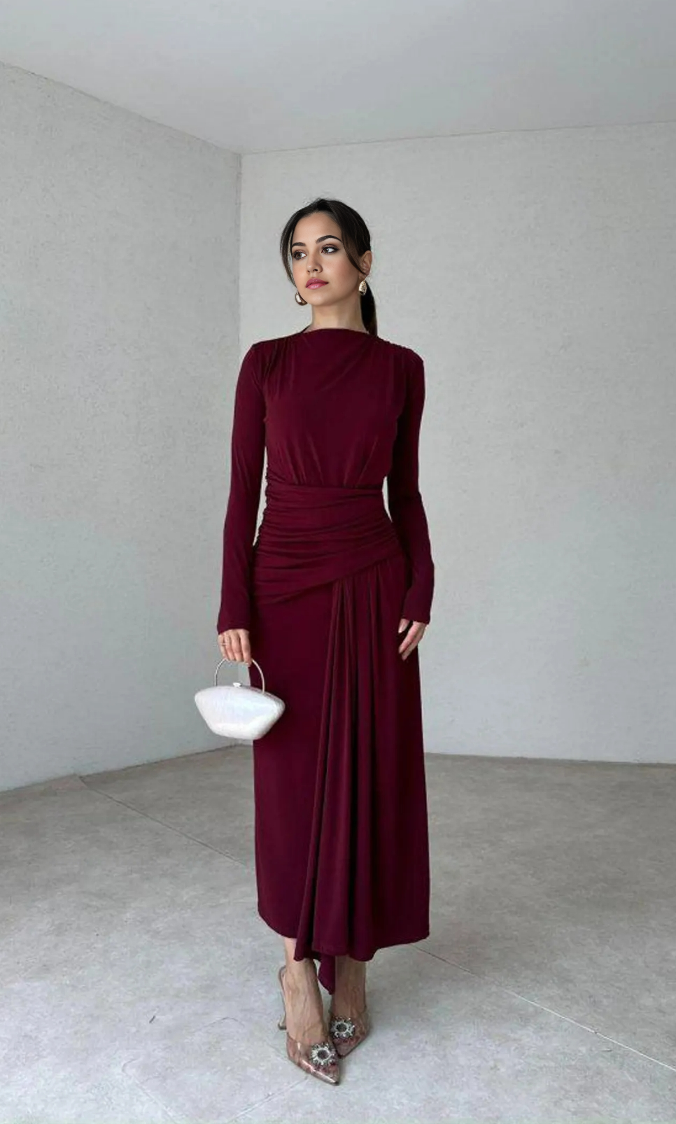 A-line Long Sleeve Cocktail Dress Bridesmaid Dress Formal Dresses for Wedding Guest Mother of the Bride Dresses