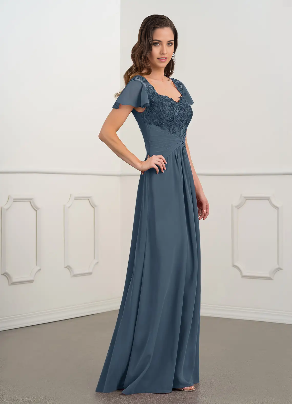 A-Line Appliques Lace Chiffon Dress formal dresses evening dress Mother of the Bride Dresses