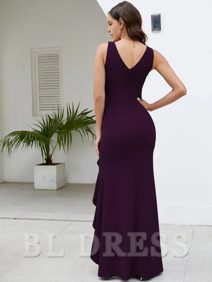 Elegant V Neck Sleeveless Long Sexy evening gown formal dress Prom Dresses