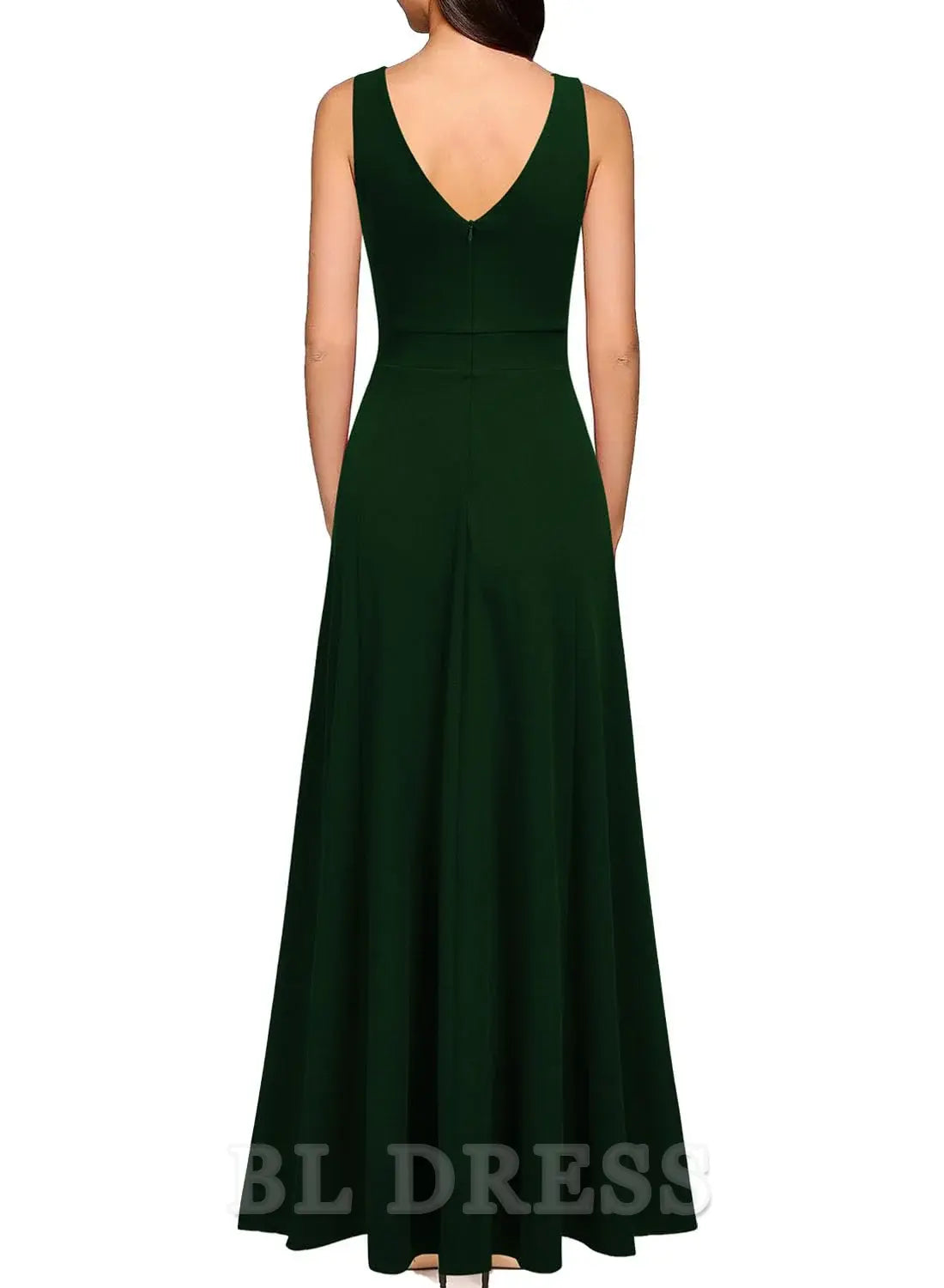 A-Line Sleeveless Deep V Neck evening gown formal dress Prom Dresses