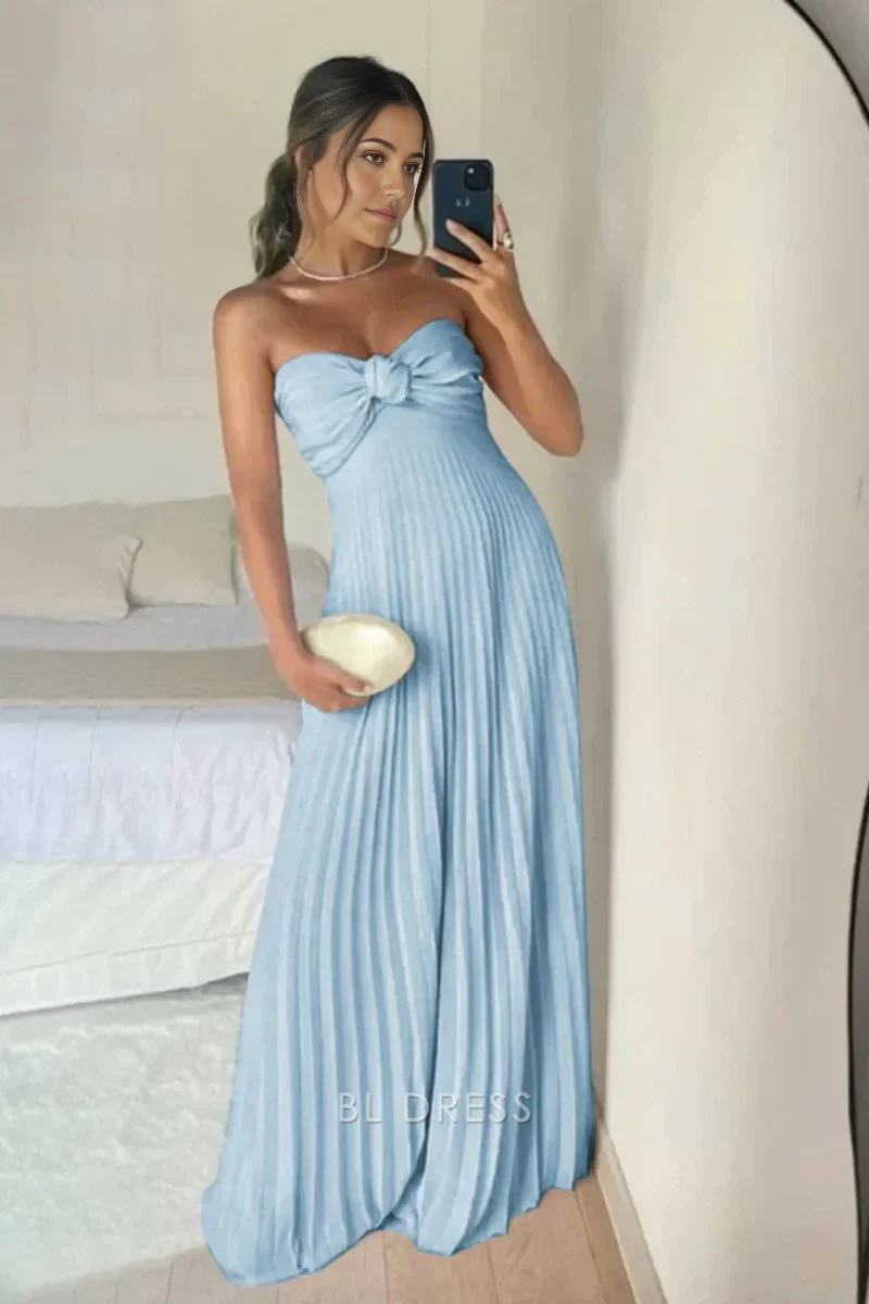 A Line Elegant Sweetheart Long formal dresses Bridesmaid Dresses evening gown Prom Dress with Ruffles