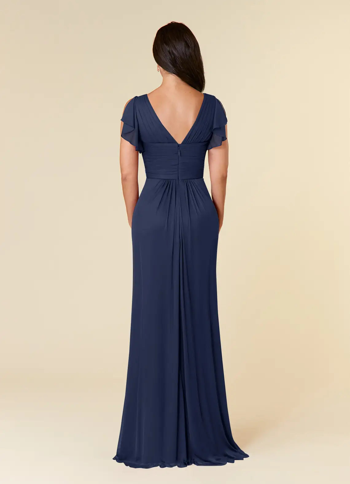 A-Line V-Neck Pleated Dark Navy formal dresses evening dress Mother of the Bride Dresses