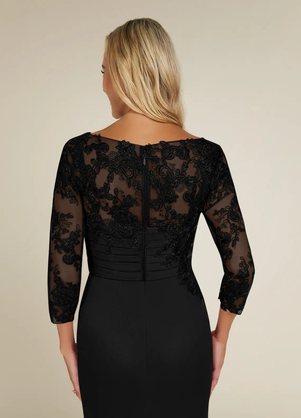 Sheath Scoop Lace Lace Appliques Black Mother of the Bride Dresses