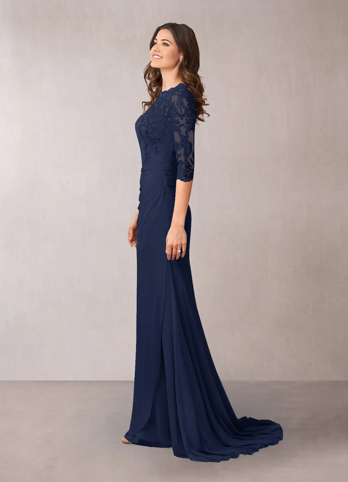 Mermaid Off the Shoulder Appliques Dark Navy formal dresses evening dress Mother of the Bride Dresses