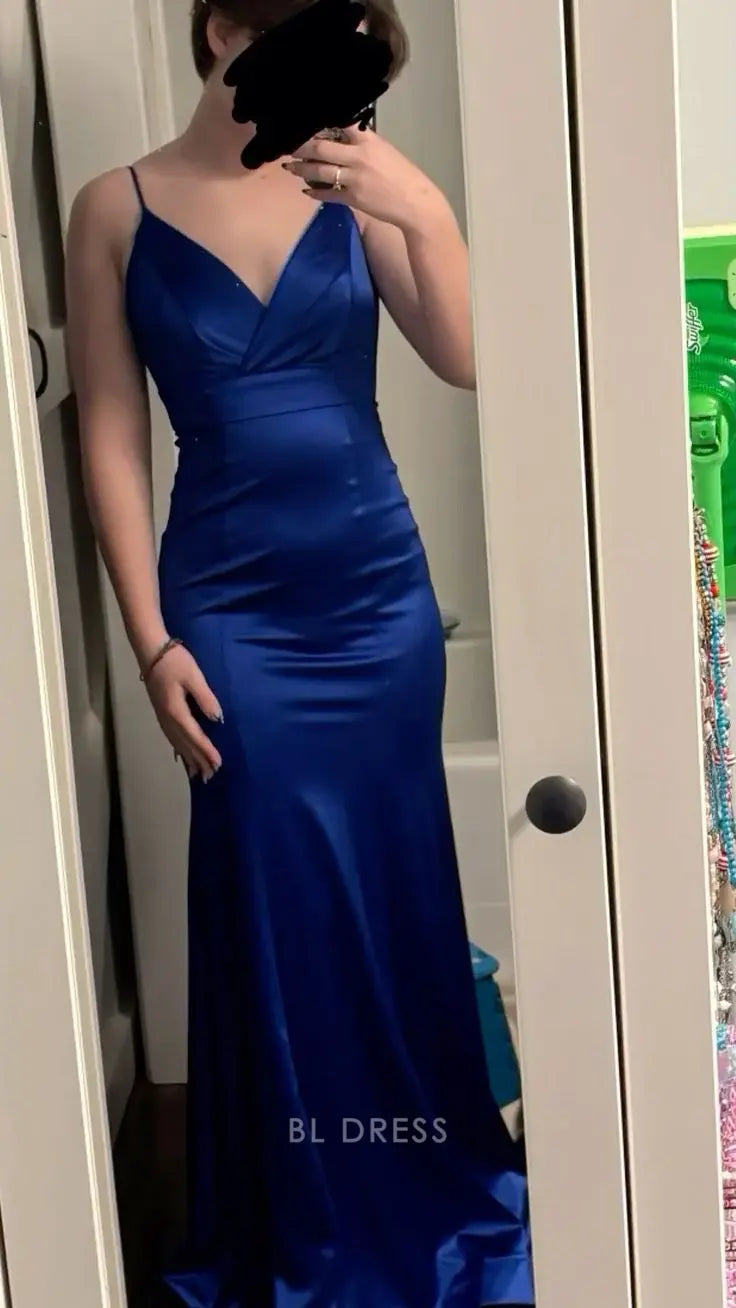 Mermaid Spaghetti Straps Royal Blue formal dresses Bridesmaid Dresses evening gown Prom Dress