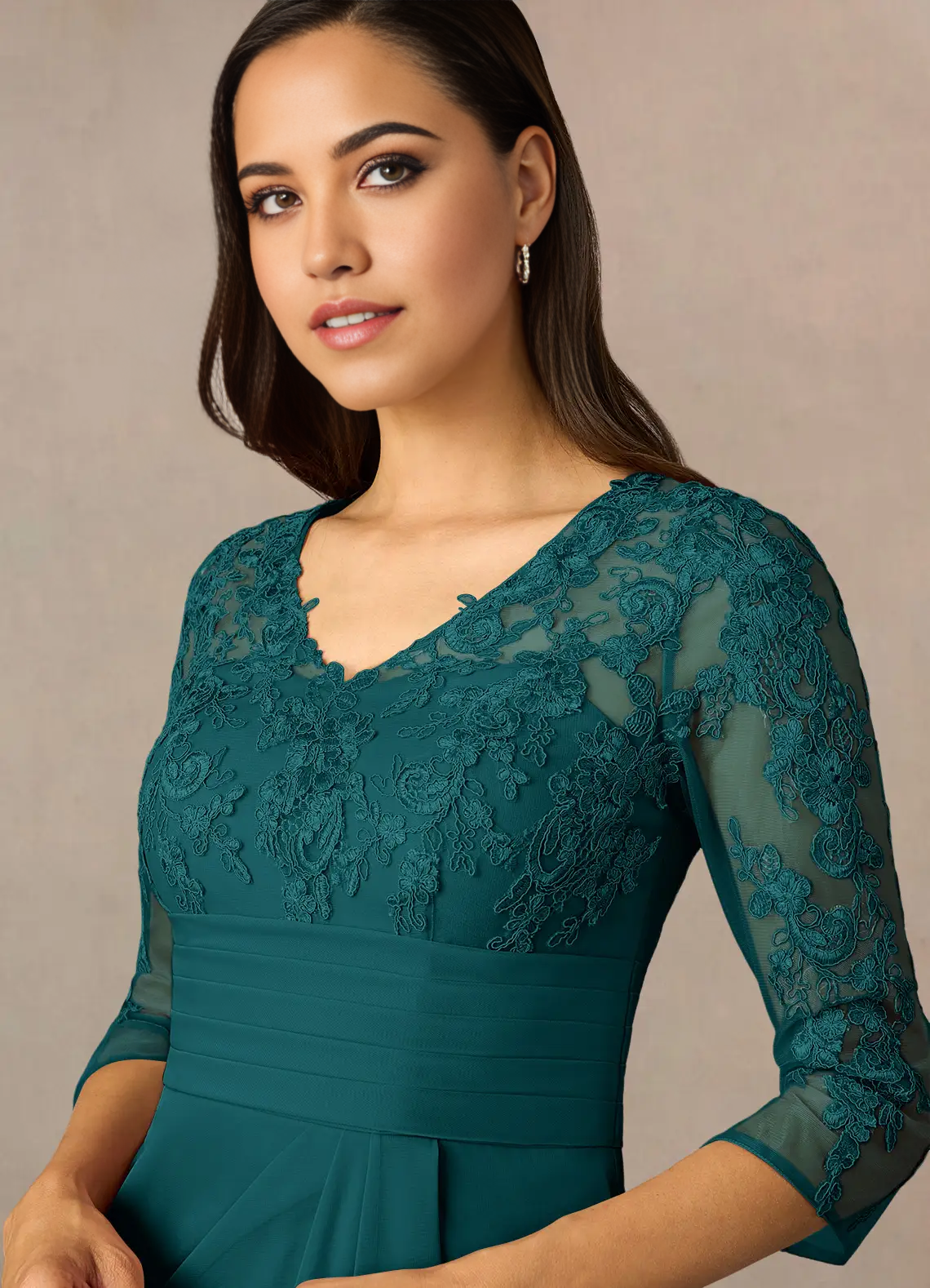 Sheath Appliques Lace Peacock 3/4 Length Sleeve formal dresses evening dress Mother of the Bride Dresses