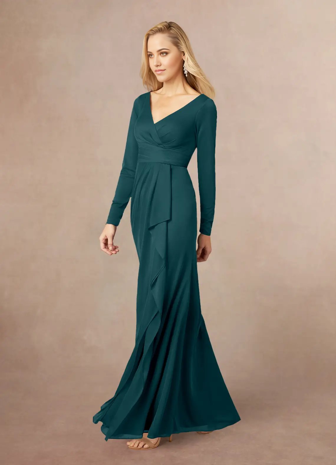 Mermaid V-Neck Pleated Pine formal dresses evening dress Mother of the Bride Dresses