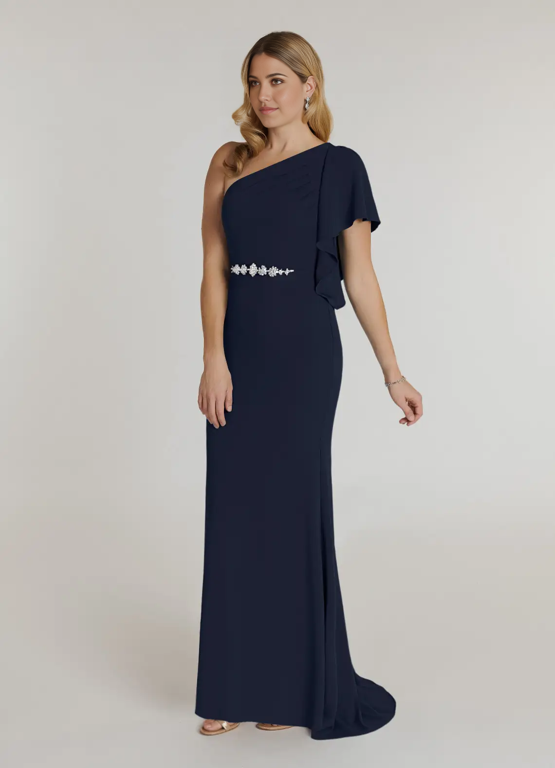 Mermaid Pleated Dark Navy formal dresses evening dress Mother of the Bride Dresses