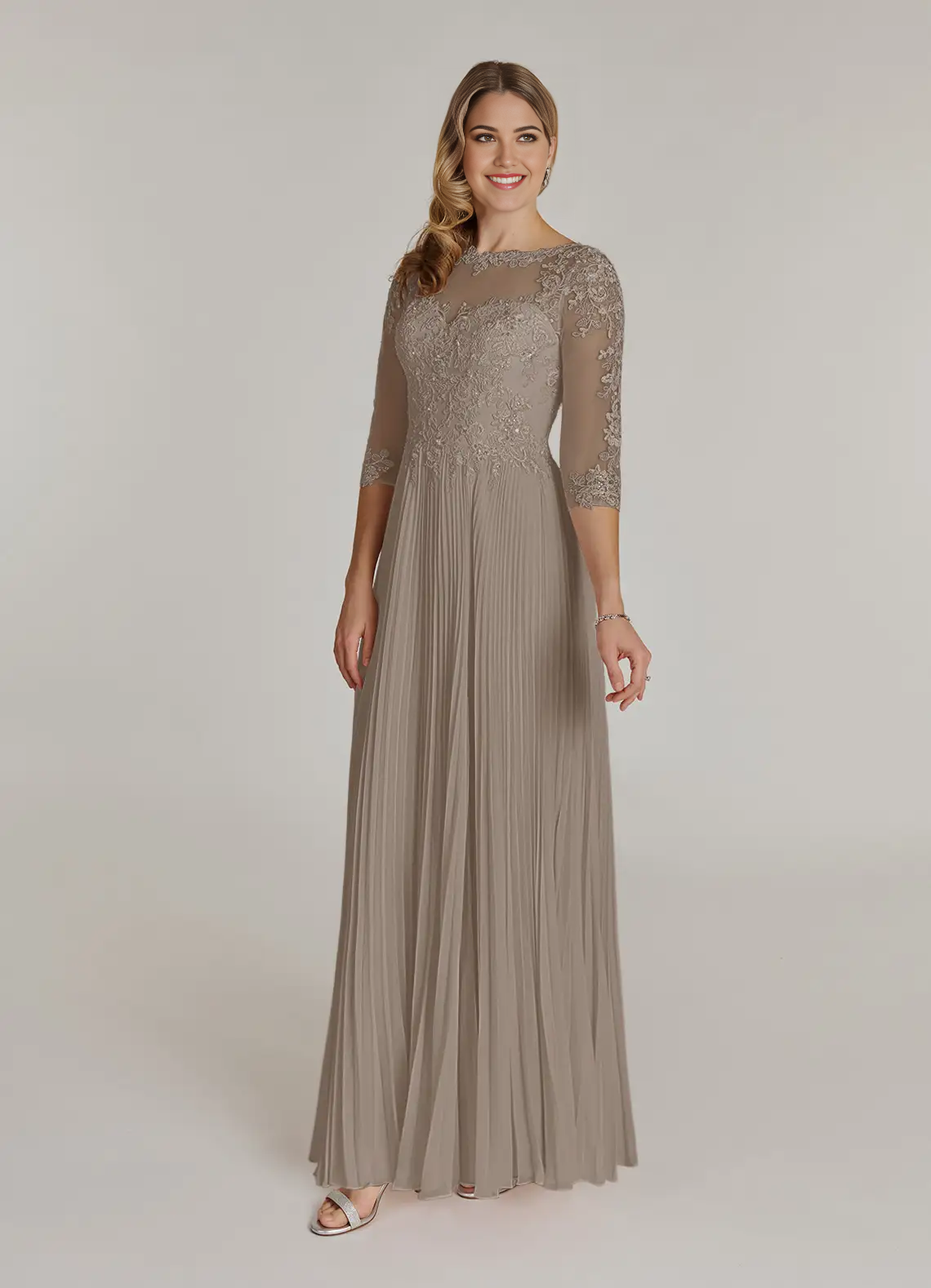A-Line Sequins Appliques Chiffon Taupe formal dresses evening dress Mother of the Bride Dresses
