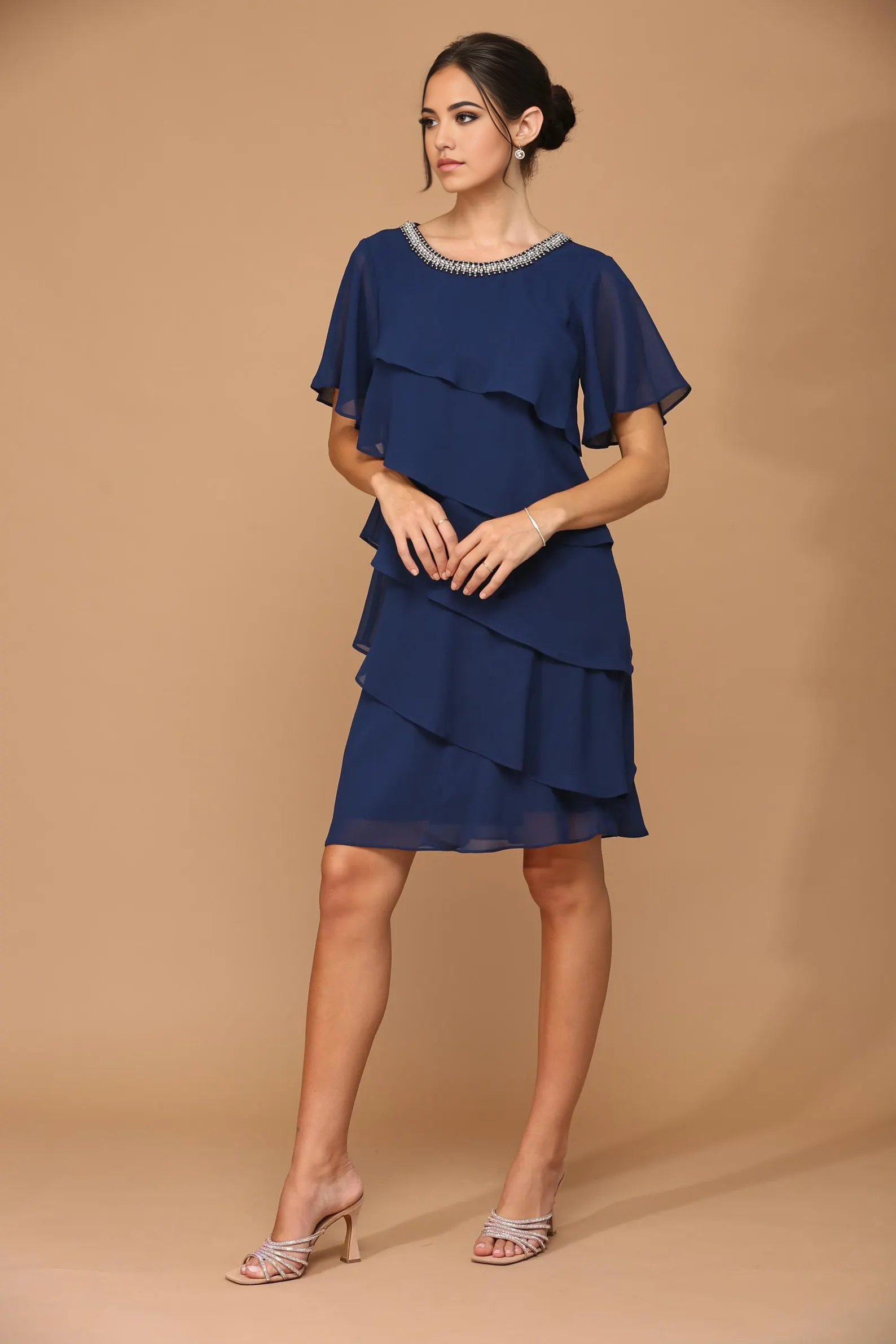 A-line Crew Neck Knee Length Bridesmaid Dress Formal Dresses for Wedding Guest Cocktail Dress Mother of the Bride Dresses