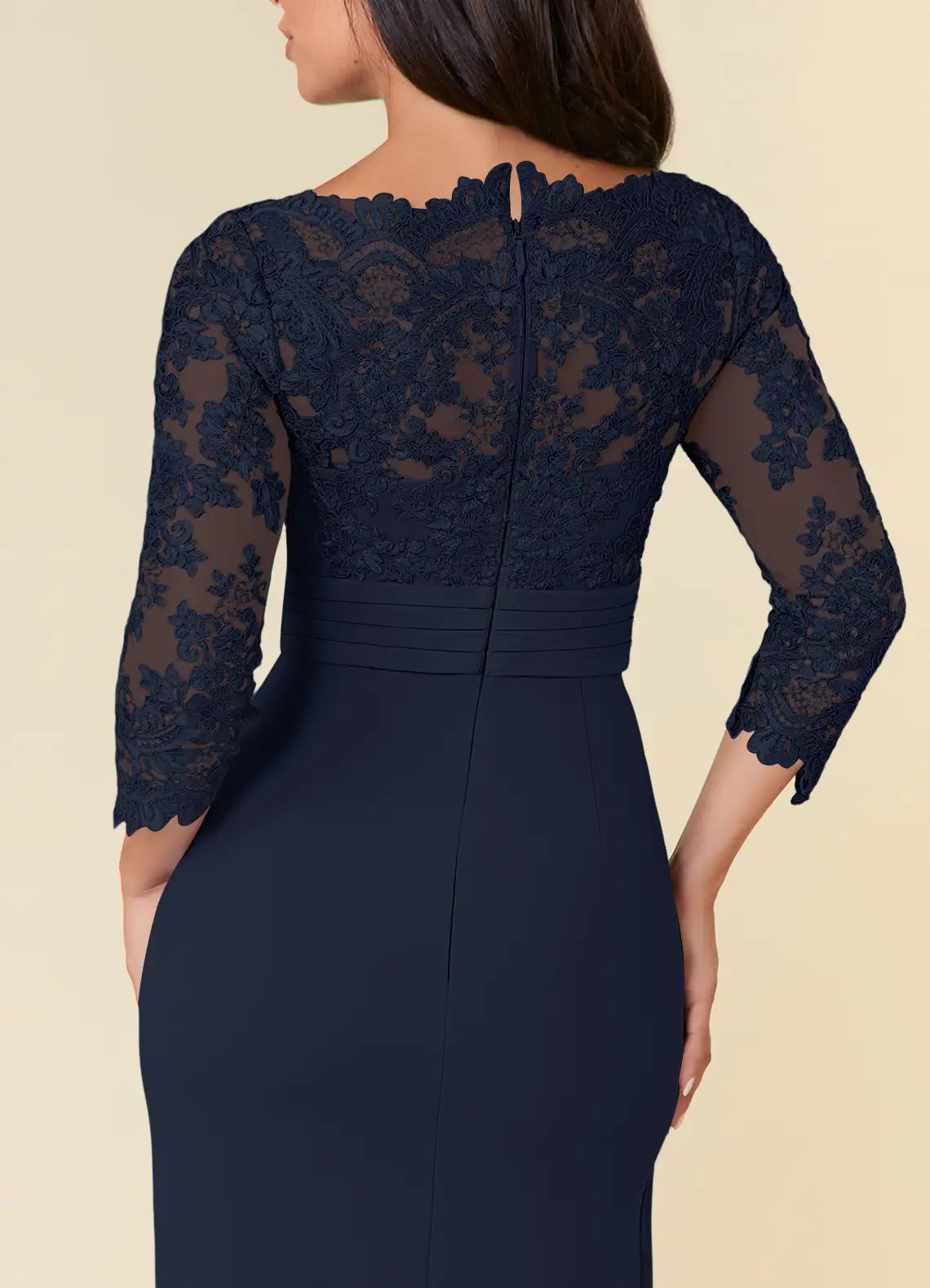 Sheath 3/4 Length Sleeve Lace Appliques Dark Navy formal dresses evening dress Mother of the Bride Dresses