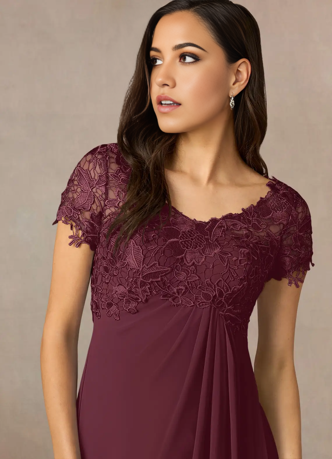A-Line Appliques Lace Chiffon Cabernet formal dresses evening dress Mother of the Bride Dresses
