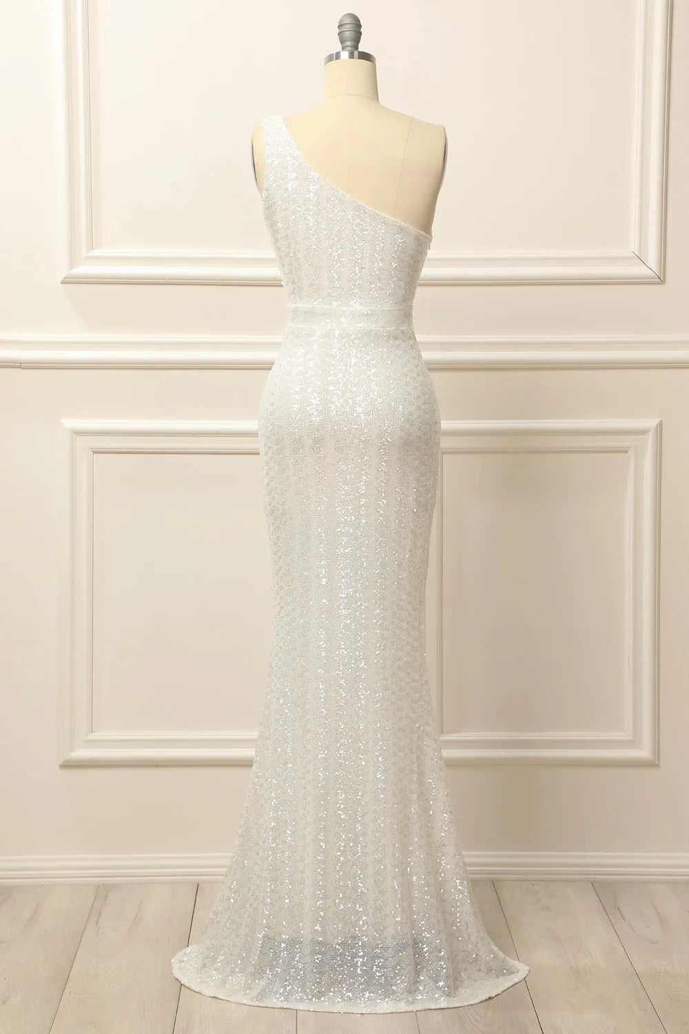 Mermaid One Shoulder Sequins Long Prom Dress