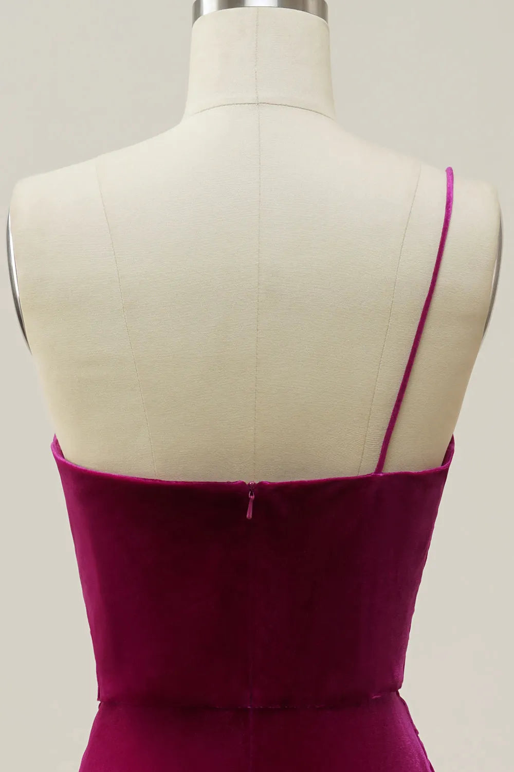 Mermaid One Shoulder Velvet Prom Dress with Slit