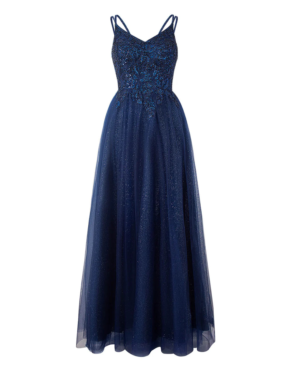A-line Floor Length Glitter Tulle Prom Dress