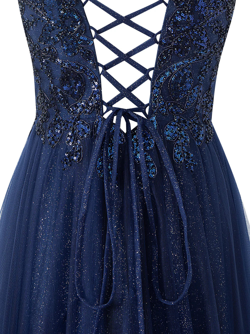 A-line Floor Length Glitter Tulle Prom Dress