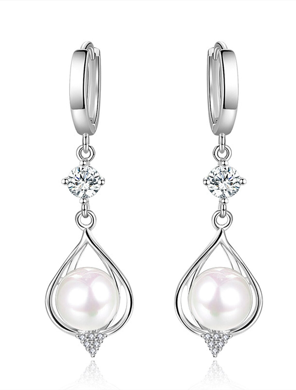 Women's Pearl Drop Earrings Classic Drop Precious Petal Stylish Simple Earrings Jewelry Gold / White For Gift Festival 1 Pair