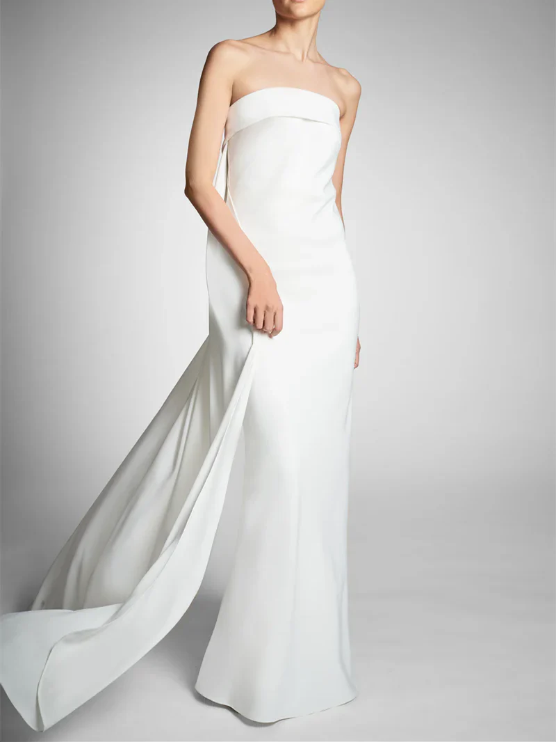 Sheath Strapless Sleeveless Wedding Dresses
