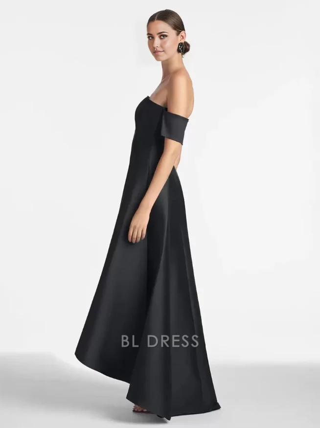 A-Line Short Sleeves Pleated High Low Floor-Length Guest Dresses Mother of the Bride Dresse
