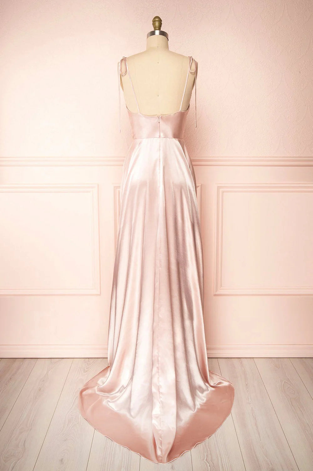 A-Line Simple Spaghetti Satin Long Prom Dress