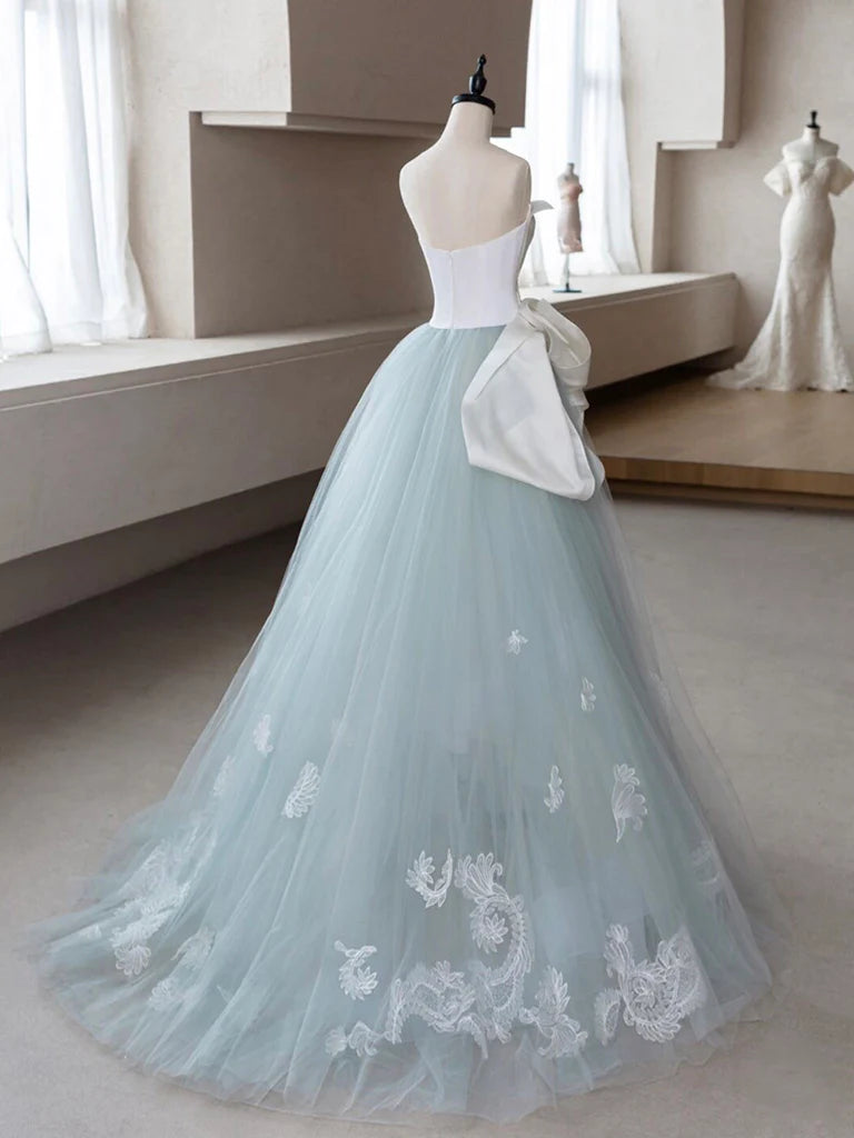 A-Line Tulle Lace Long Prom Dress