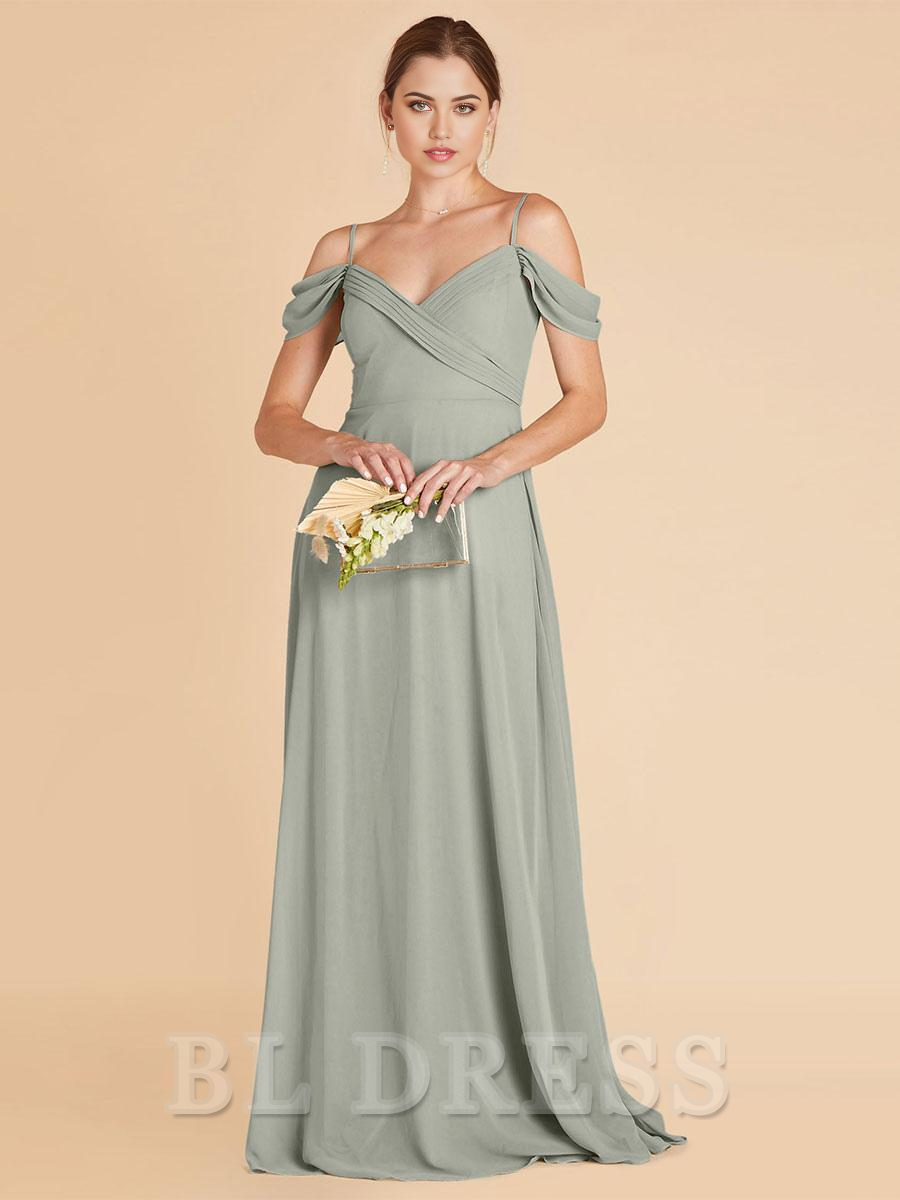 A-Line V-Neck Floor-Length Chiffon formal dresses Bridesmaid Dresses evening gown Prom Dress