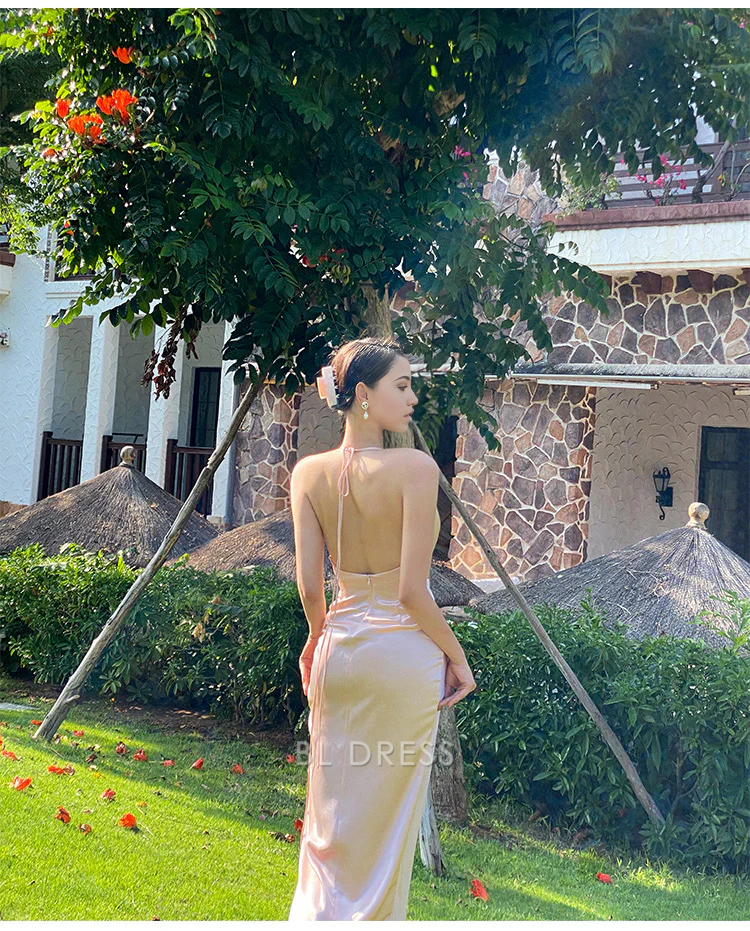 Sheath Sexy Halter V Neck formal dresses Bridesmaid Dresses evening gown Prom Dress