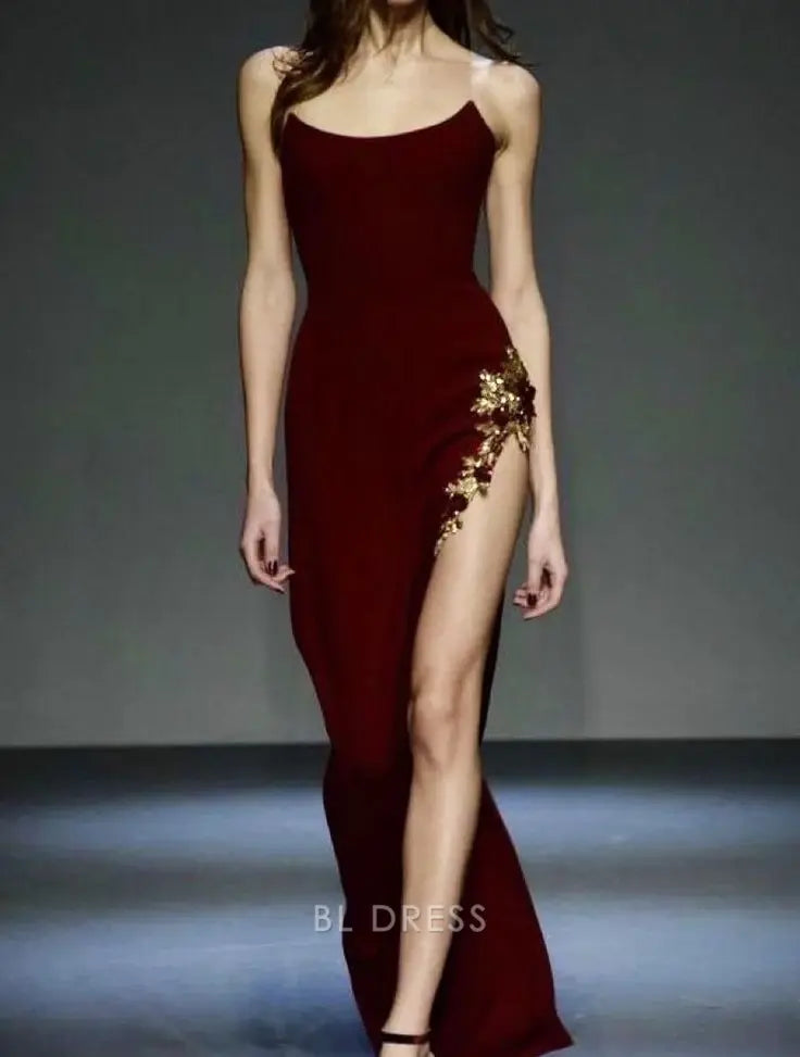 Mermaid Elegant Strapless Appliques Vintage Burgundy formal dresses Bridesmaid Dresses evening gown Prom Dress