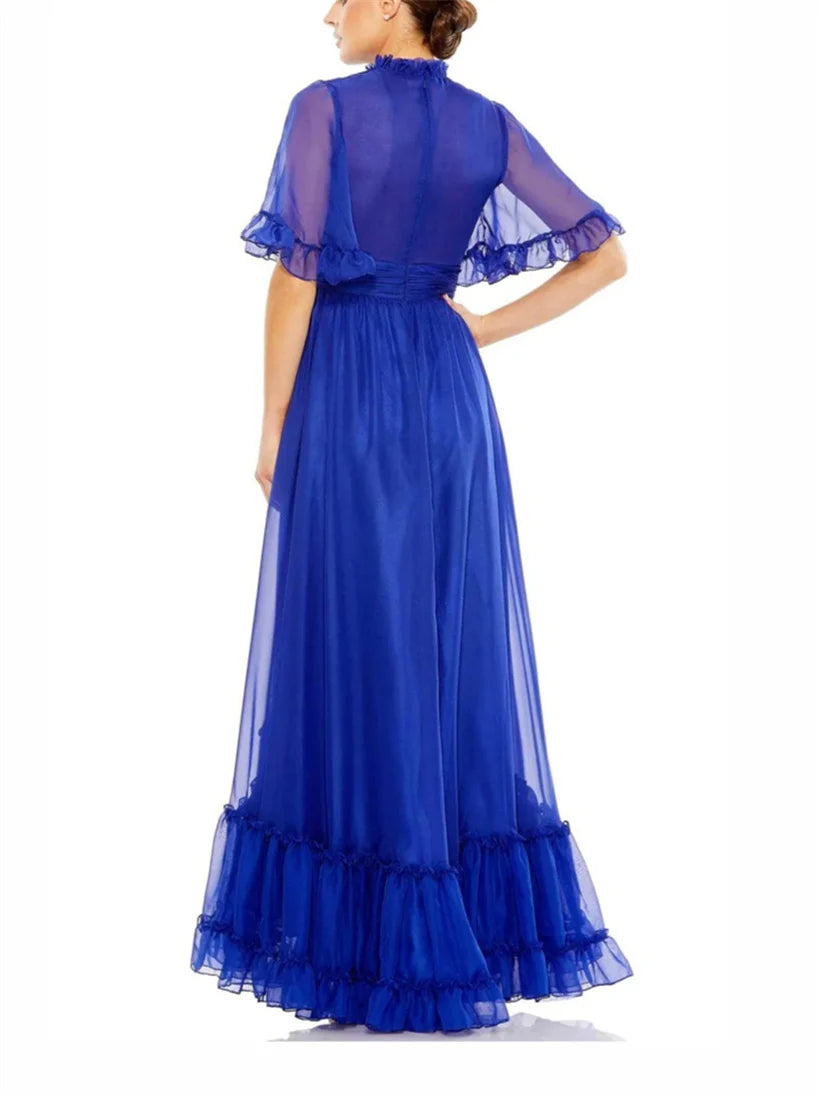 A-Line Neck Floor Length Evening Dress