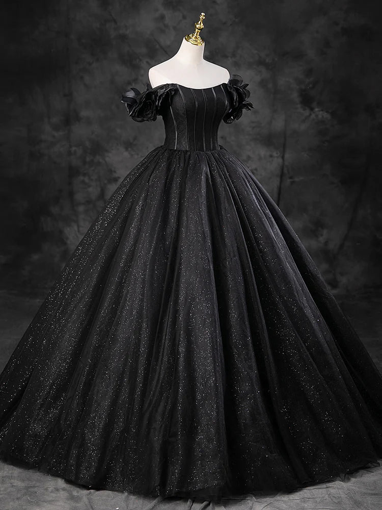A-line Off Shoulder Tulle Long Prom Dress