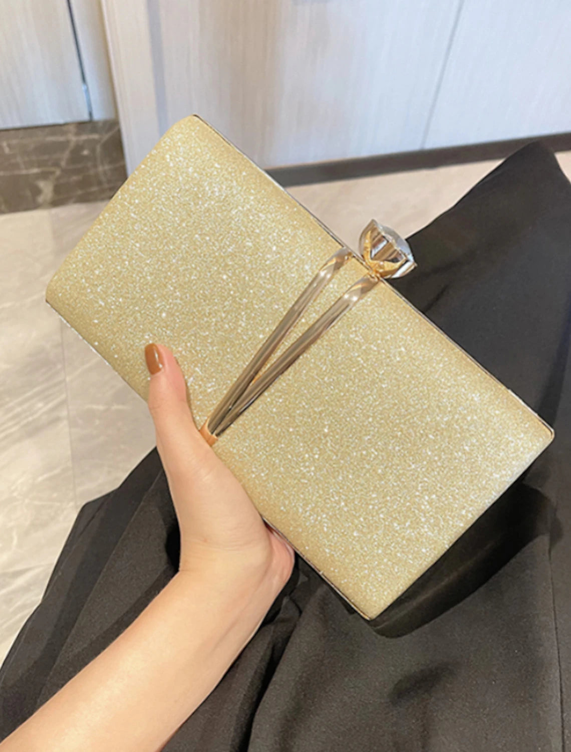 Damen Clutch Abendtasche Handgelenk Clutch Taschen Party Brautparty Urlaub Strass Kette Große Kapazität Leicht Langlebig Solide