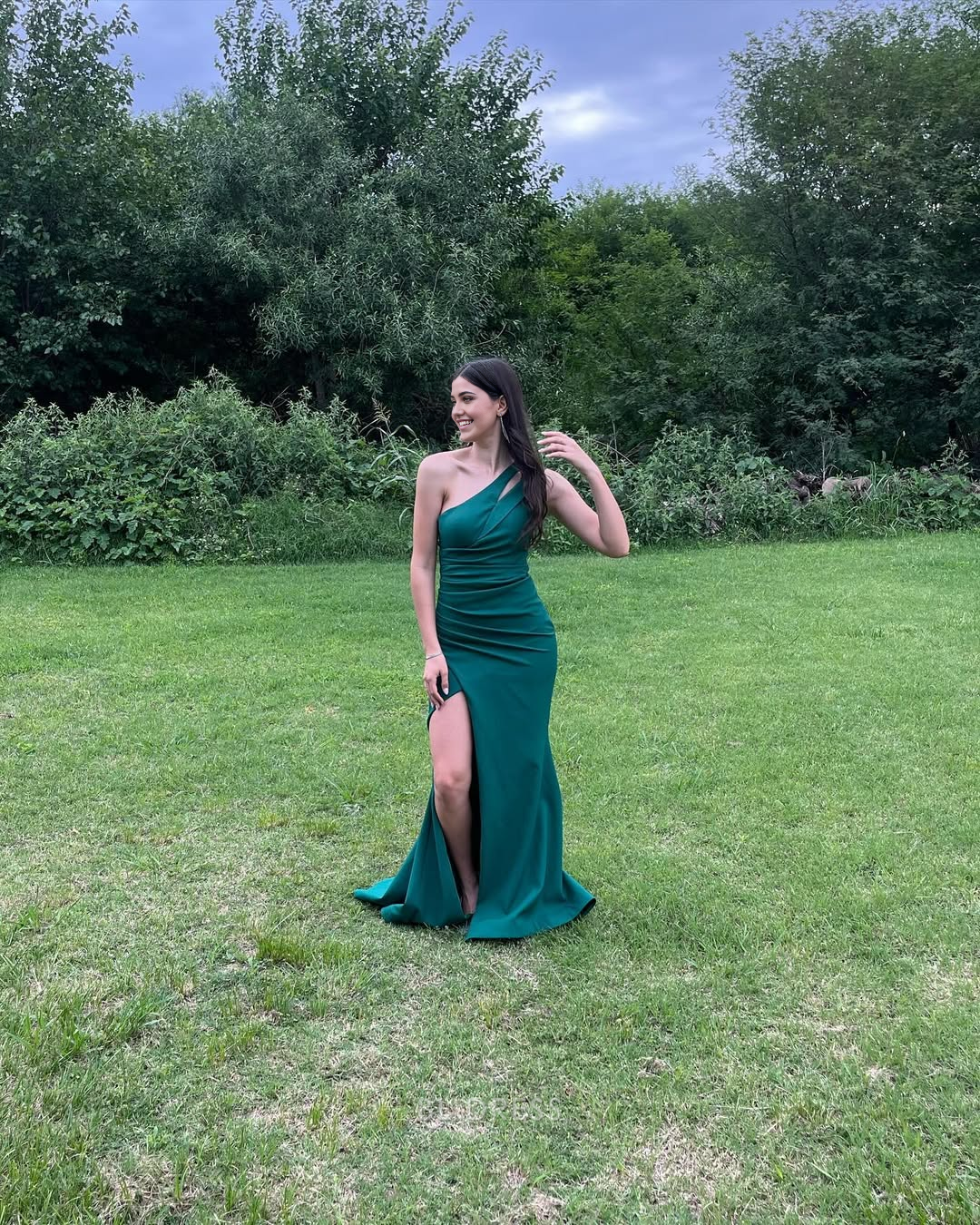 Mermaid One Shoulder Emerald Green Long formal dresses Bridesmaid Dresses evening gown Prom Dress