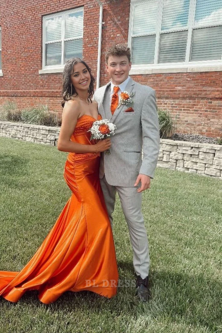 Mermaid Strapless Keyhole Satin formal dresses Bridesmaid Dresses evening gown Prom Dress