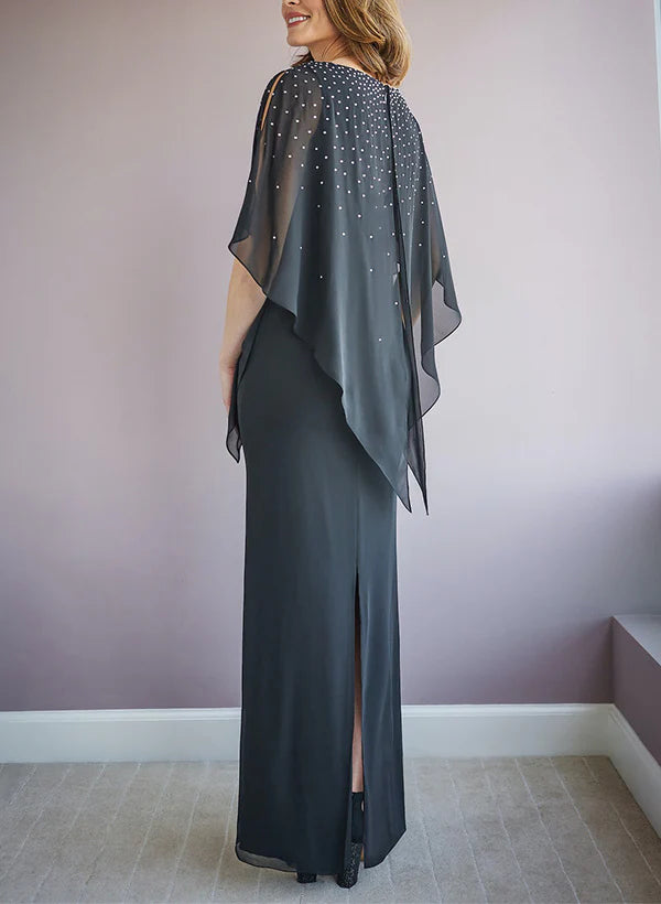 Etui-Linie, U-Ausschnitt, bodenlange Kleider für die Brautmutter