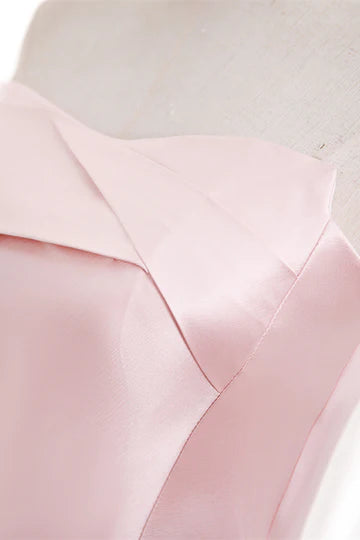 A-line Strapless Satin Lace-Up Pearl Beaded Formal Dress with Slit