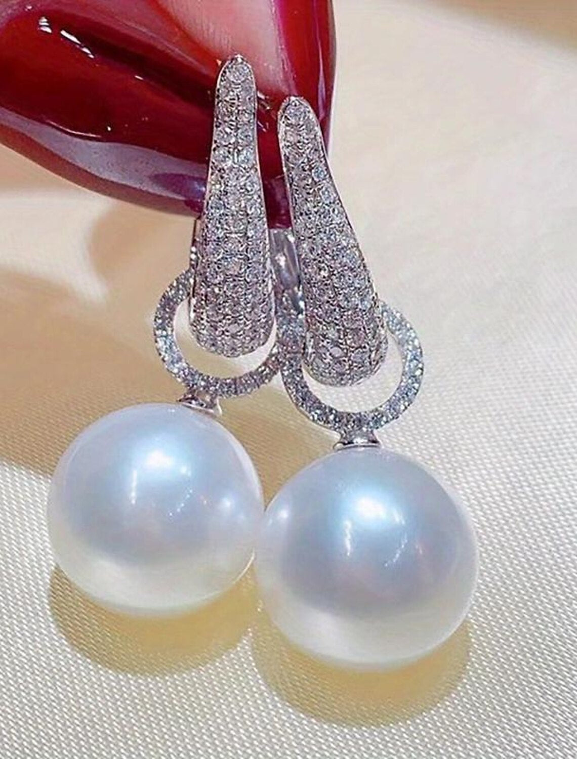 Pearl Drop Earrings Fine Classic Precious Stylish Simple Earrings Jewelry White Sliver For Wedding Party 1 Pair