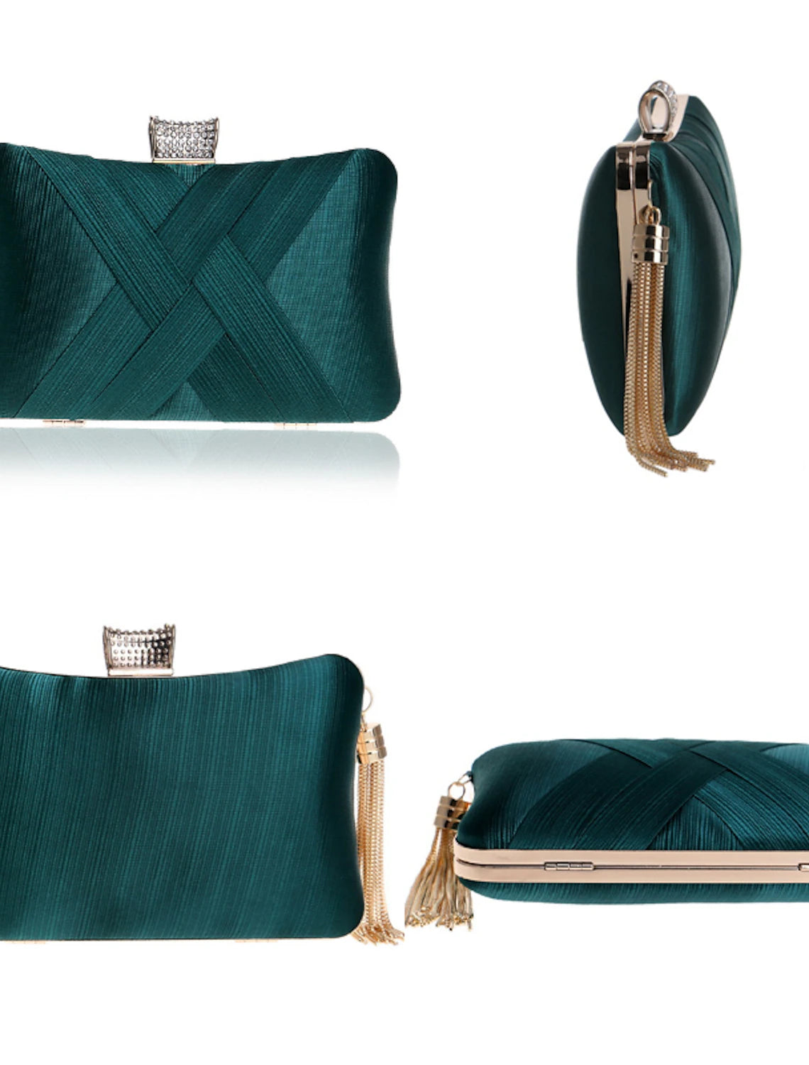 Damen Clutch Abendtasche Wristlet Clutch Taschen Seide Party Brautparty Urlaub Quaste Kette Große Kapazität