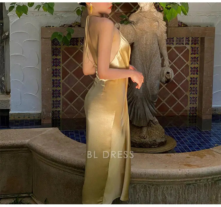 Sheath Sexy Halter V Neck formal dresses Bridesmaid Dresses evening gown Prom Dress