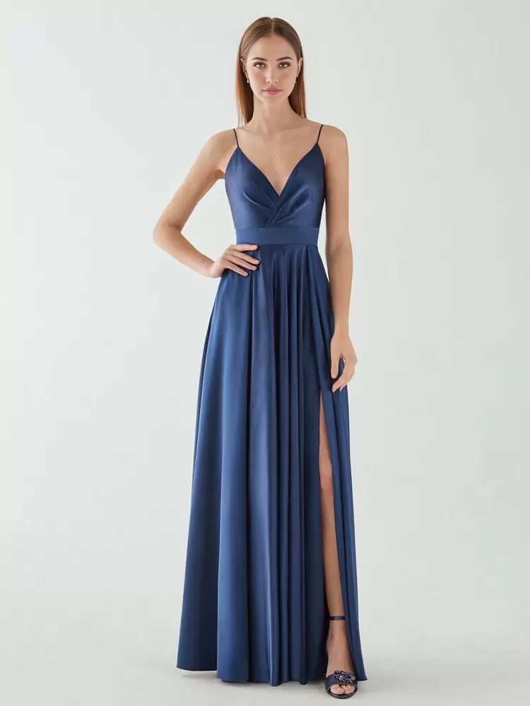 A-Line V-Neck Sleeveless Backless Bows Floor-Length formal dresses Bridesmaid Dresses evening gown Prom Dress