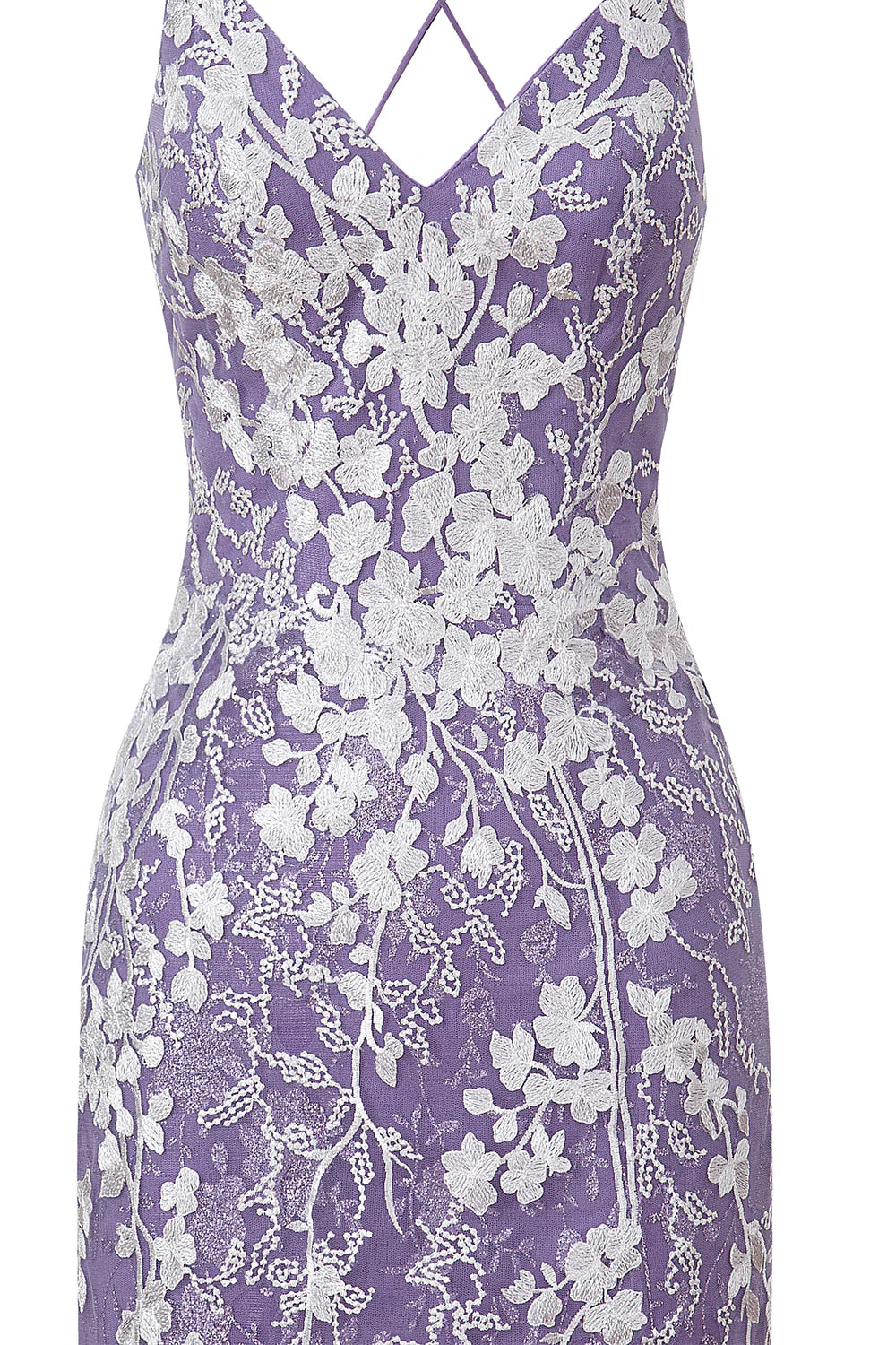 Etuikleid mit kurzen Spaghettiträgern und Spitze