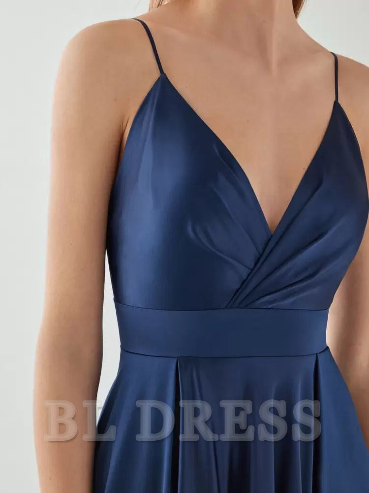 A-Line V-Neck Sleeveless Backless Bows Floor-Length formal dresses Bridesmaid Dresses evening gown Prom Dress