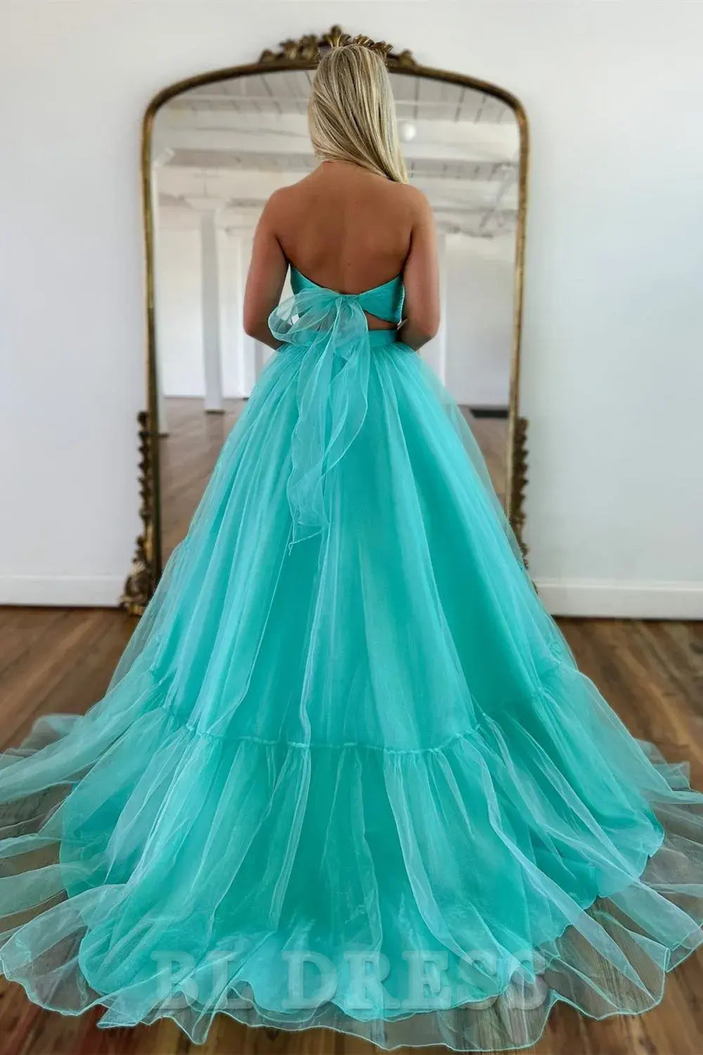 A-Line Sweetheart Long Tulle formal dresses evening gown Prom Dress With Detachable Sleeves