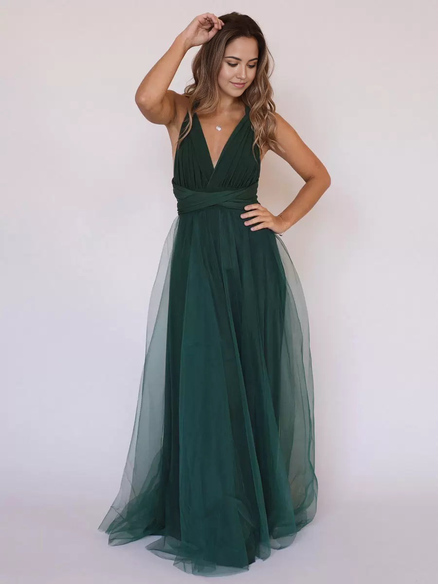 A-Line V-Neck Sleeveless Floor-Length Zipper formal dresses Bridesmaid Dresses evening gown Prom Dress