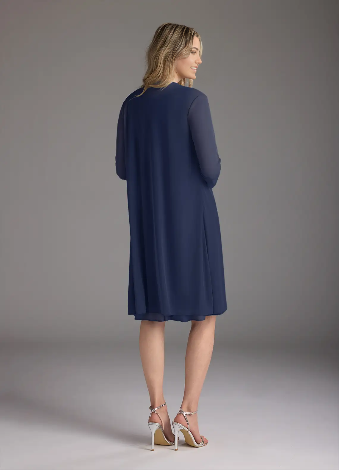 Two Piece A-Line Pleated Dark Navy formal dresses evening dress Mother of the Bride Dresses