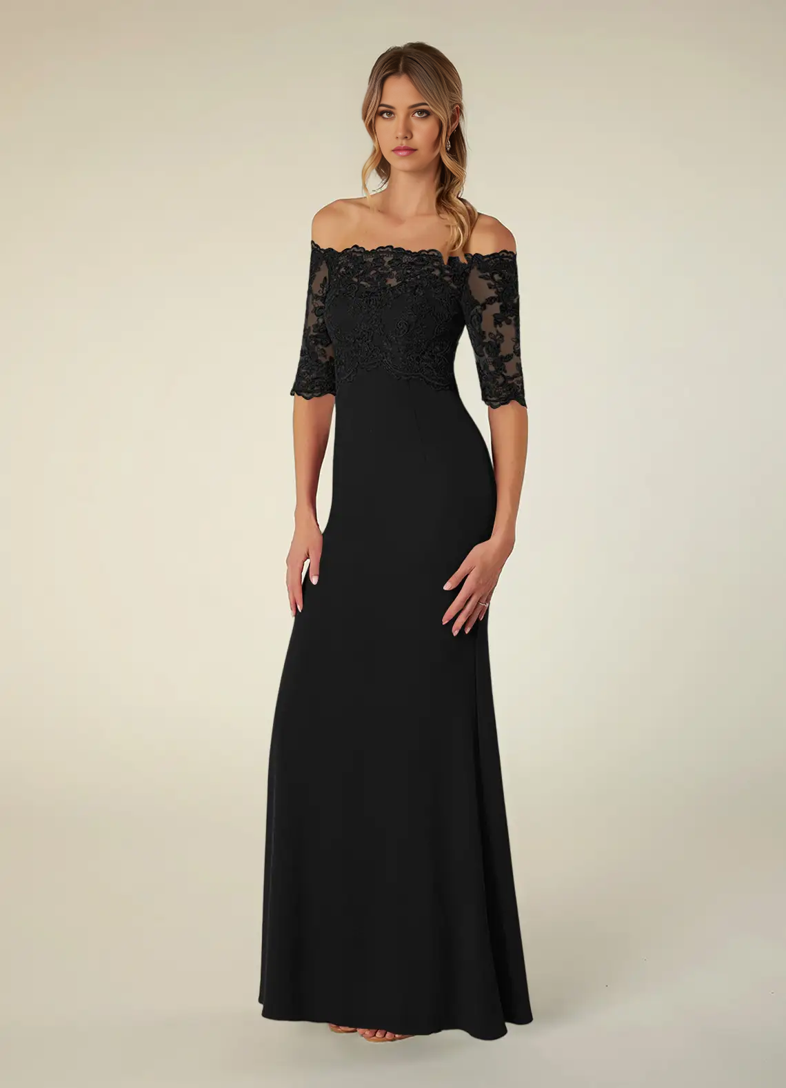 Mermaid Off the Shoulder Lace Black formal dresses evening dress Mother of the Bride Dresses